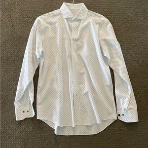 Lorenzo Uomo White Patterned Button Down Shirt 34/35